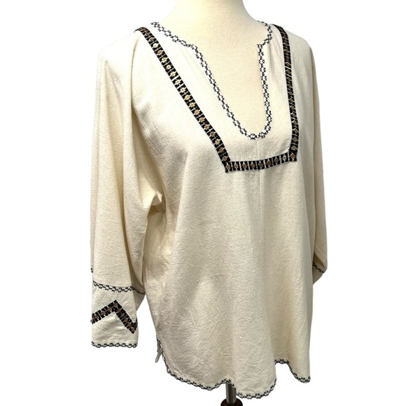 Ulla Johnson Silk Cream Embroidered Split Neck Peasant Top Women’s 8 - Picture 7 of 10